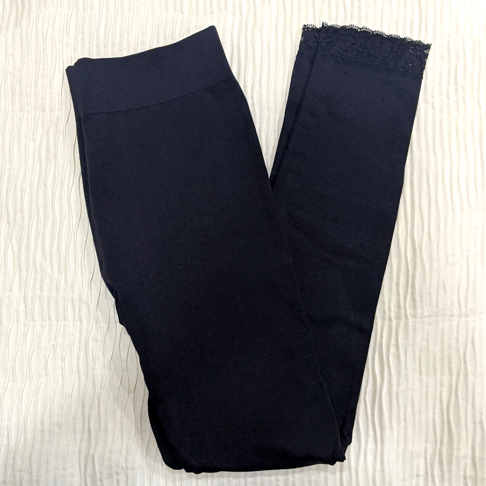 GEORGE S/M Black Leggings w/ Lace at the ankles